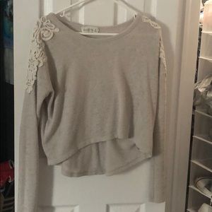 lace shoulder sweater